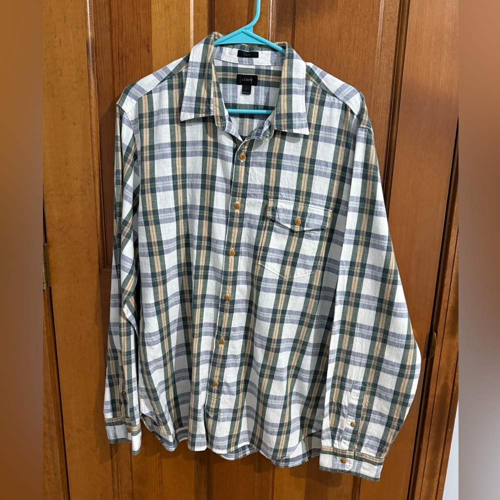 J Crew Men’s Plaid 100% Cotton Slim Fit Size Large